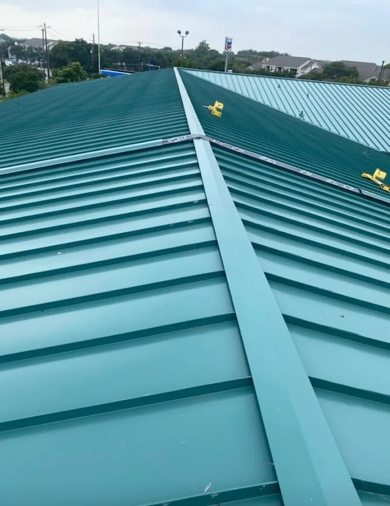 Green commercial metal roof ridge and valley for Metal Roof Repair in Waikele